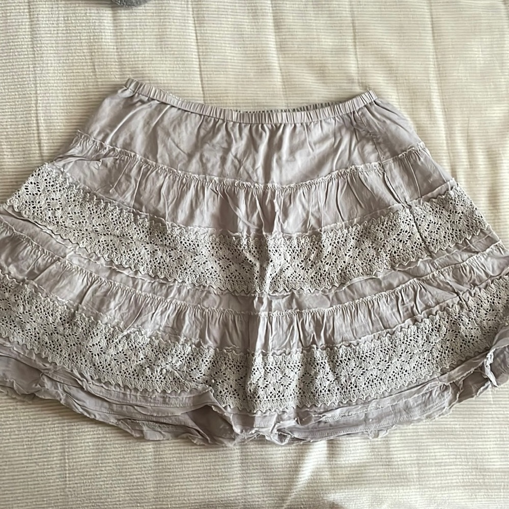 WHOAU Grey Crochet Skirt